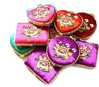 Amazon.co.jp: 刺繍柄化粧鏡 （3色セット）ハンドミラー 中国